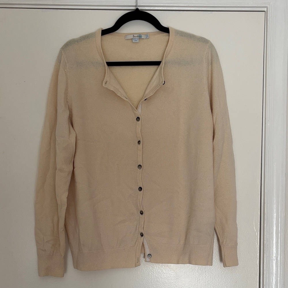 Boden Classic Cream Button-Front Cashmere Cardigan Sweater